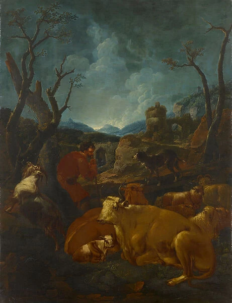 Herdsman herd rocky valley 1706 oil canvas 180. 5 x 138. 5 cm