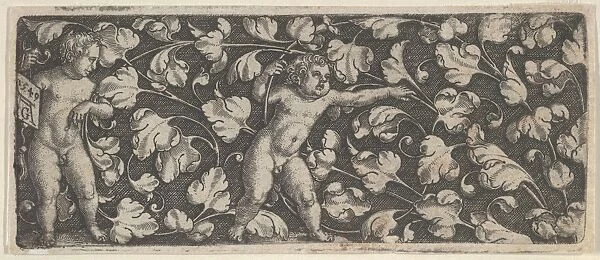 Horizontal Panel Two Nude Boys Surrounded Tendrils