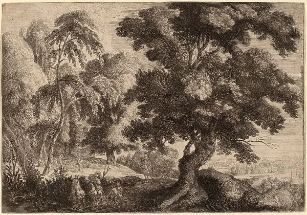 Ignatius van der Stock (Flemish, active from 1660), Landscape with Two Deer, etching