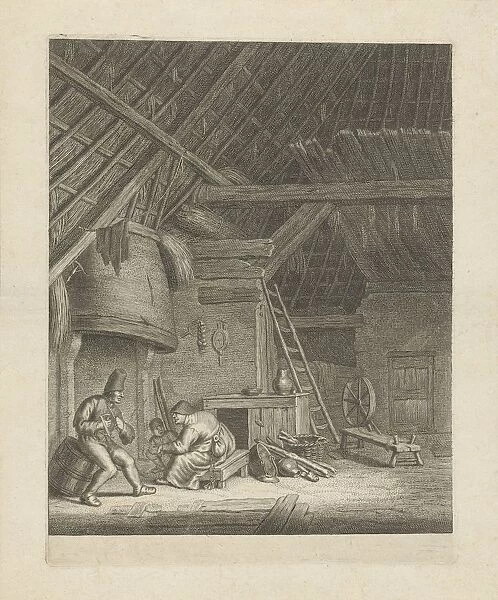 Interior farm peasant family fireplace building