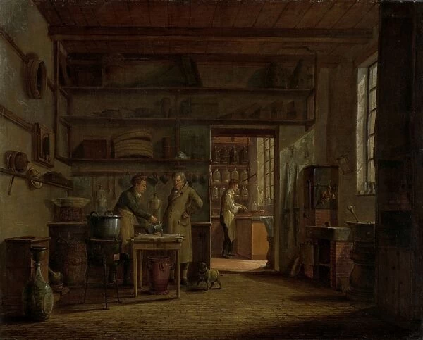 Interior of the Laboratory of the Apothecary A. d Ailly, Johannes Jelgerhuis, 1818