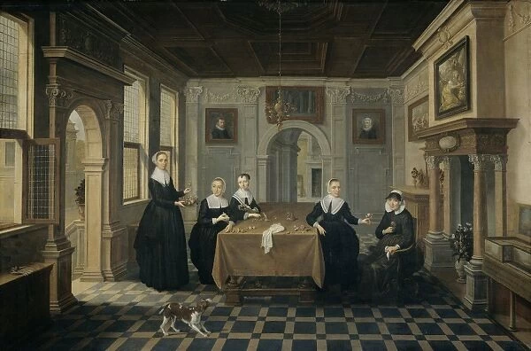 Interior with Five Women, attributed to Dirck van Delen, c. 1630 - c. 1652