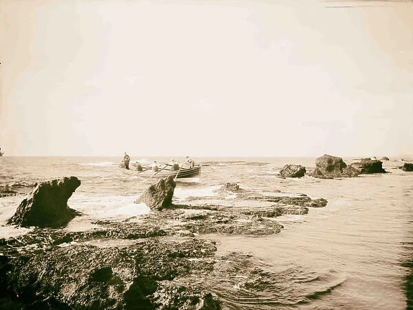 Jaffa Joppa environs Boat going rocks 1898 Israel