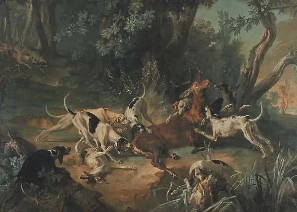 Jean-Baptiste Oudry Stag Hunt Deer hunting painting