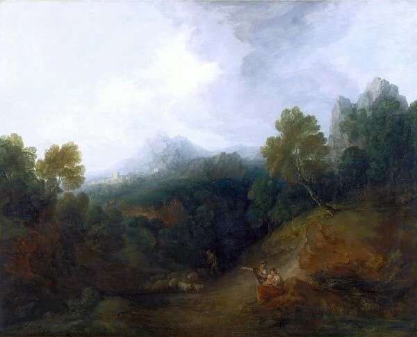 Landscape with a Flock of Sheep Mountain Valley with Peasants A Mountain Valley with