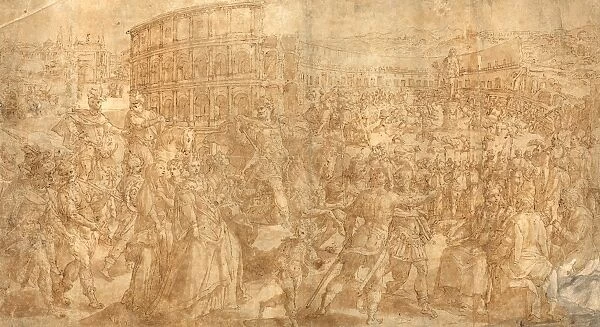 Maarten de Vos (Flemish, 1532 - 1603), A Roman Triumph, pen and brown ink with brown