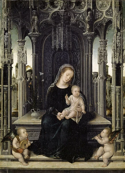 Madonna Child Musical Putti c. 1520 oil oak 34 x 25 cm