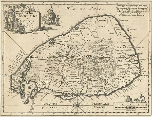 Map Ceylon Coninkryk Conde Uda syn Inner detail depicted