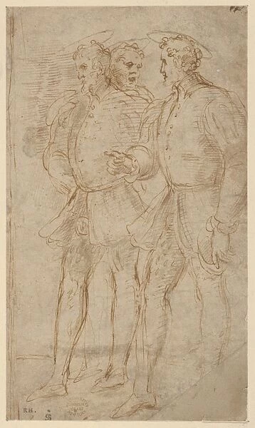Three Men 16th century Pen brown ink gray paper