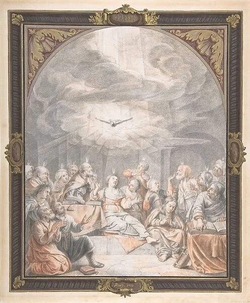 Pentecost early mid-17th century Red black chalk