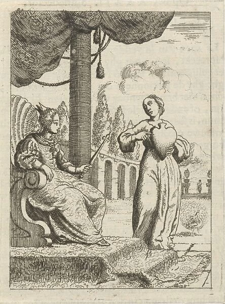 Personification of the soul shows the World enthroned her heart, Jan Luyken, Pieter Arentsz