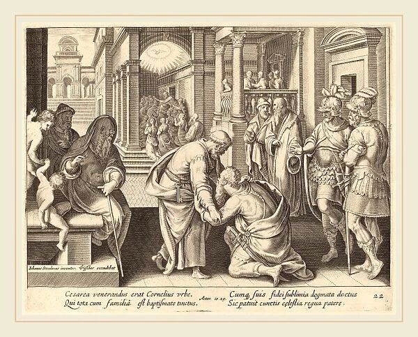 Philip Galle after Jan van der Straet (Flemish, 1537-1612), Cornelius Worshipping