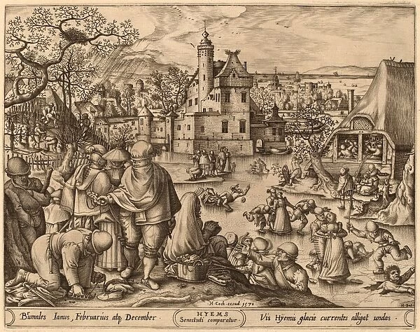 Pieter van der Heyden after Hans Bol (Flemish, active c. 1551-1572), Winter, engraving