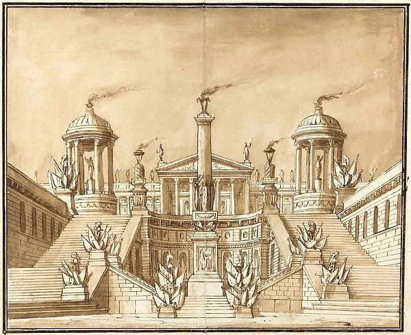 Pietro Gonzaga (Italian, 1751 - 1831), Fantasy of an Ancient Capitol with Trophies