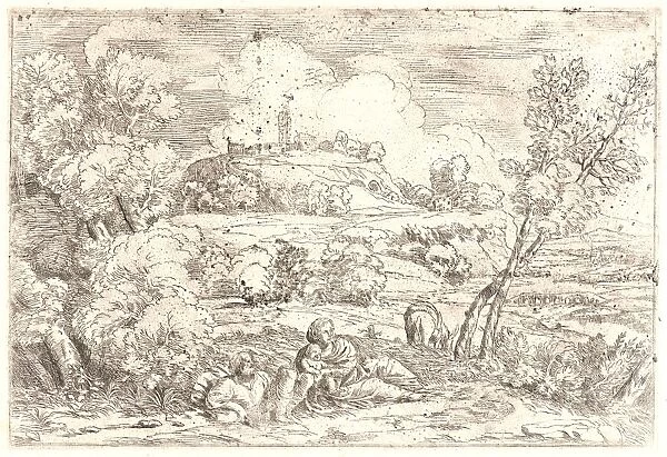 Pietro Paulo Bonzi (Italian, ca. 1576 - 1636). Holy Family in a Landscape, ca. 1625-1644