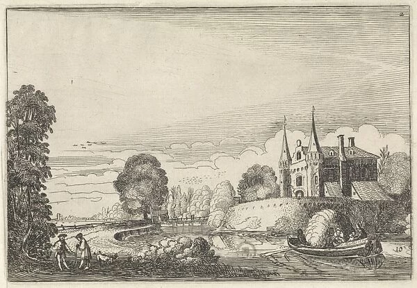 Pleasure boat in a moat, Jan van de Velde (II), 1616