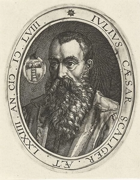 Portrait of Julius Caesar Scaliger, print maker: Zacharias Dolendo, Hendrick Goltzius, c
