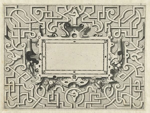 Rectangular cartouche surrounded by moresque motives, Johannes or Lucas van Doetechum