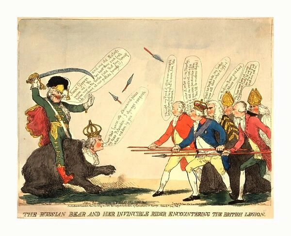 The Russian bear and her invincible rider encountering the British legion, engraving 1791