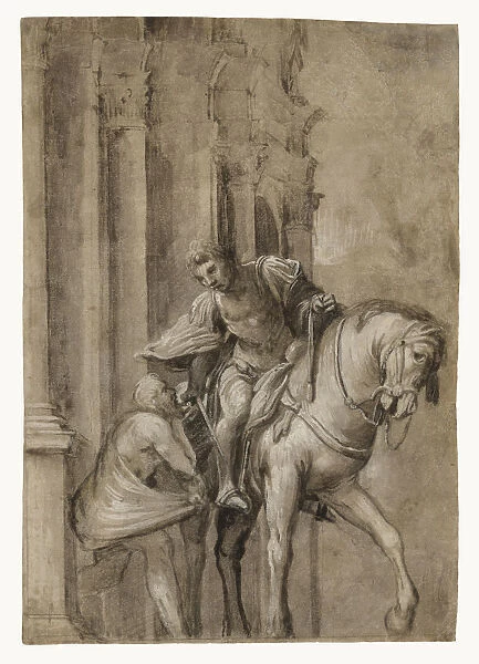 Saint Martin Dividing Cloak Beggar Lorenzo Lotto