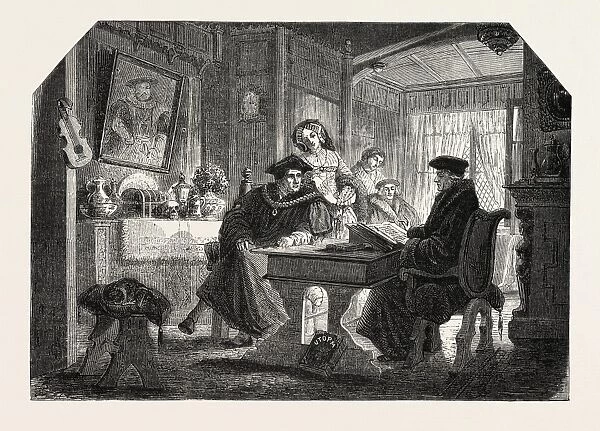 Salon of 1855. Erasmus at the house of Sir Thomas More, painting by Mr. Labouchere