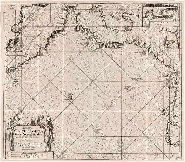 Sea chart of the coasts of Colombia, Panama, Costa Rica and Honduras, with an inset