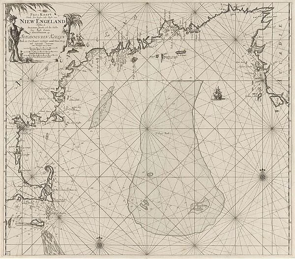 Sea chart of part of the east coast of the United States USA and Canada, print maker