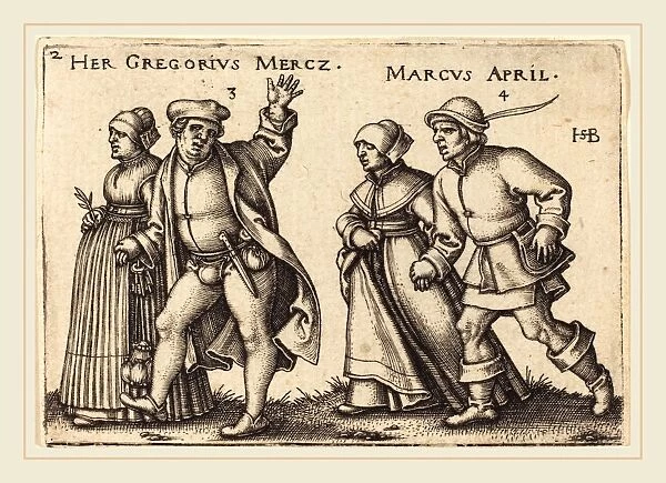 Sebald Beham (German, 1500-1550), March and April, 1546-1547, engraving