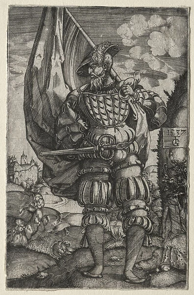 Standard-Bearer 1537 Master F G German Engraving