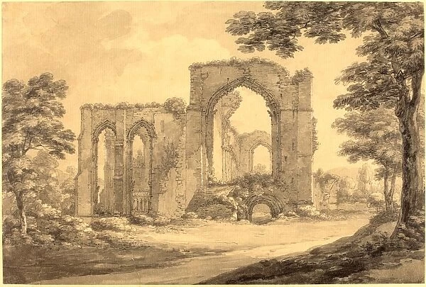Thomas Hearne, British (1744-1817), Furness Abbey, 1777, graphite and pen and gray