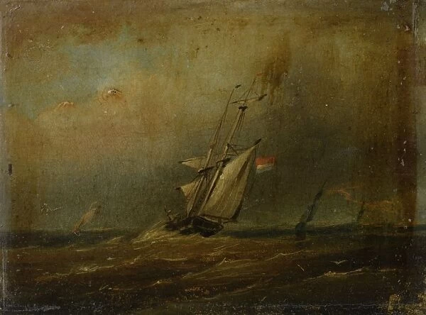 Turbulent sea sailing ships storm sailing-ship