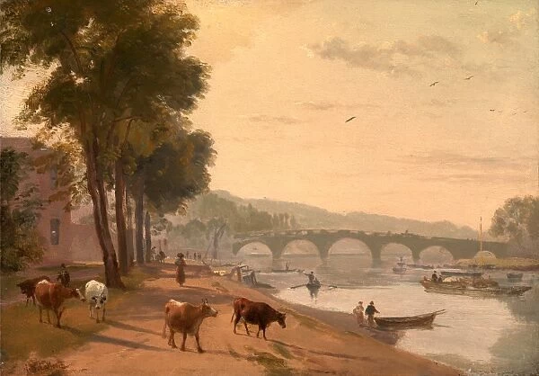 A View of Richmond Bridge, on the Thames, London Signed in brown paint, lower left