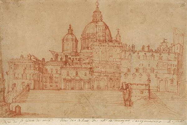 View of Saint Peters (recto), Study of a Young Man (verso)