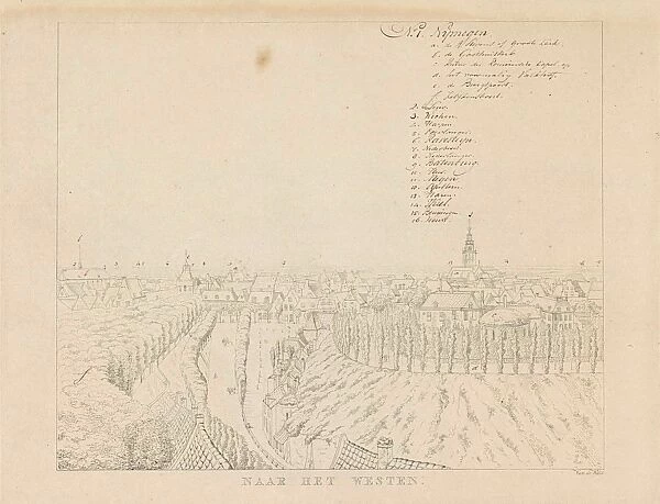 View of the western city of Nijmegen, The Netherlands, print maker: Derk Anthony