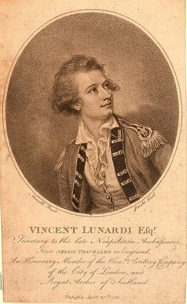Vincent Lunardi Esqr. secretary to the late Neapolitan ambassador, first aerial