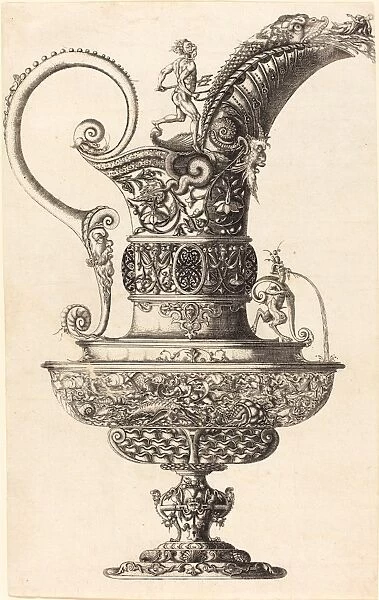 Wenzel Jamnitzer I (German, 1508 - 1585), Jar with Neptune, etching