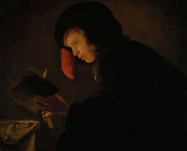 Young Man by Candlelight, Christiaen Jansz. Dusart, 1645