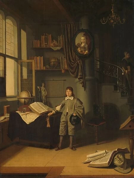 Young Man Study Boy standing front work table