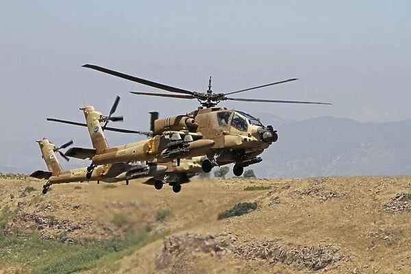 Two AH-64A Peten attack helicopters of the Israeli Air Force