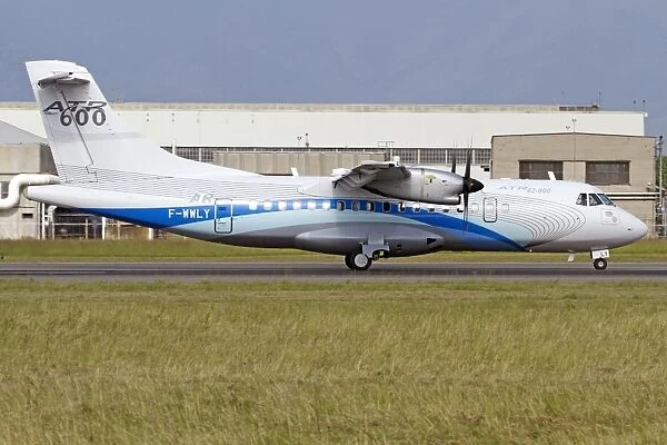 An ATR 42-600 airliner at Turin Airport, Italy