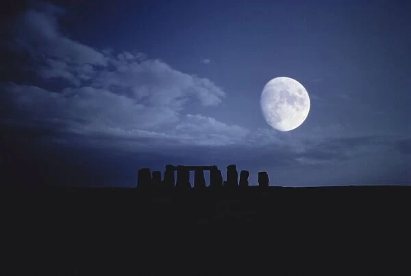 Composite of the moon over Stonehenge, Wiltshire, England