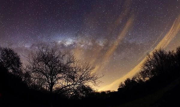 The Milky Way behind a rural landscape, Mercedes, Argentina
