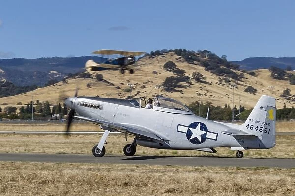 A P-51 Mustang taxiing at Vacaville, California