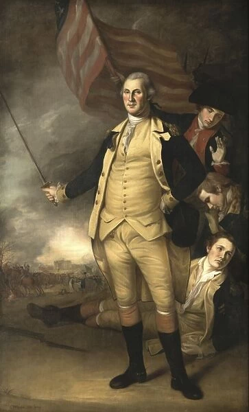 Painting of General George Washington at the Battle of Princeton