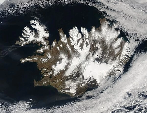 Satellite view of Iceland