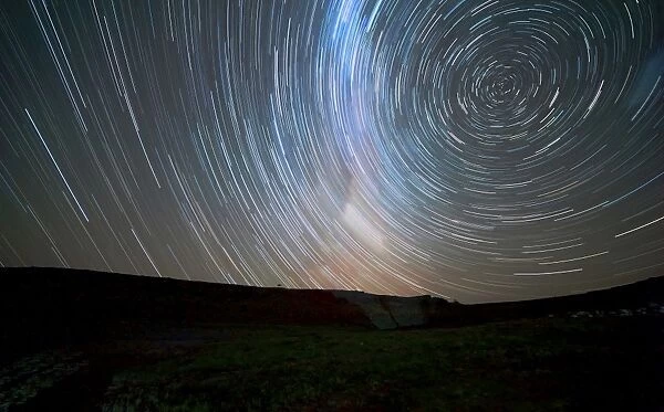 Star trails around the south celestial pole, Somuncura, Argentina
