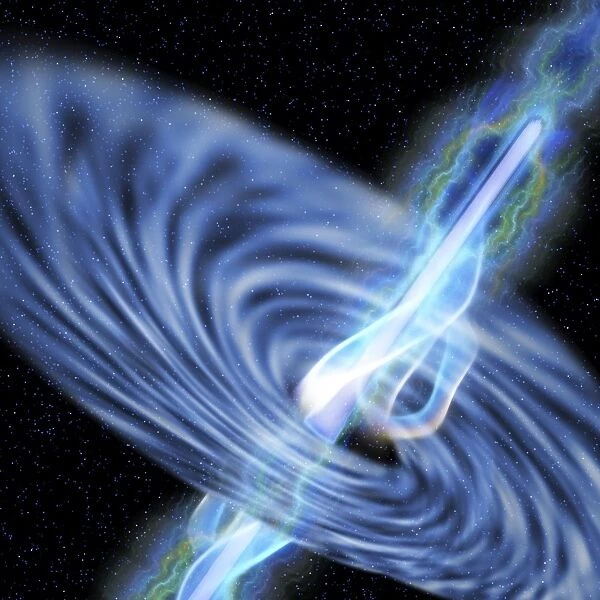 A stellar black hole emits streams of plasma from its event horizon