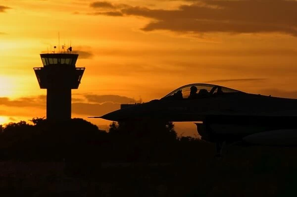 U. S. Air Force F-16 Fighting Falcon at sunset