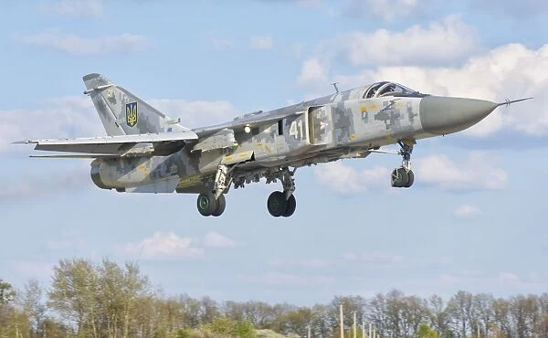 Ukrainian Air Force Su-24 aircraft prepares for landing