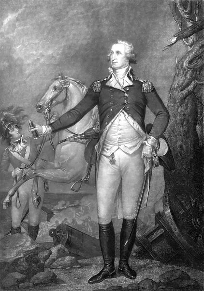 Vintage American History print of General George Washington at The Battle of Trenton